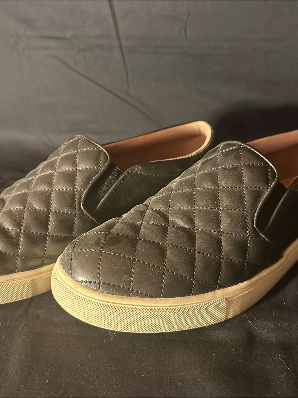 a new day Quilted Slip-On Flats - Black with Tan Sole
